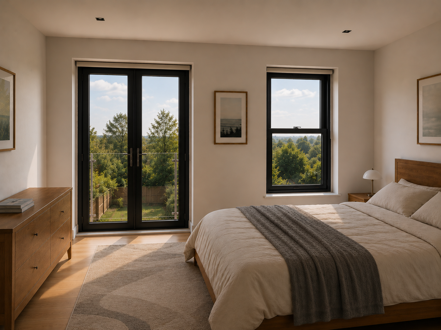 Master bedroom with Juliet balcony in Kingston loft conversion