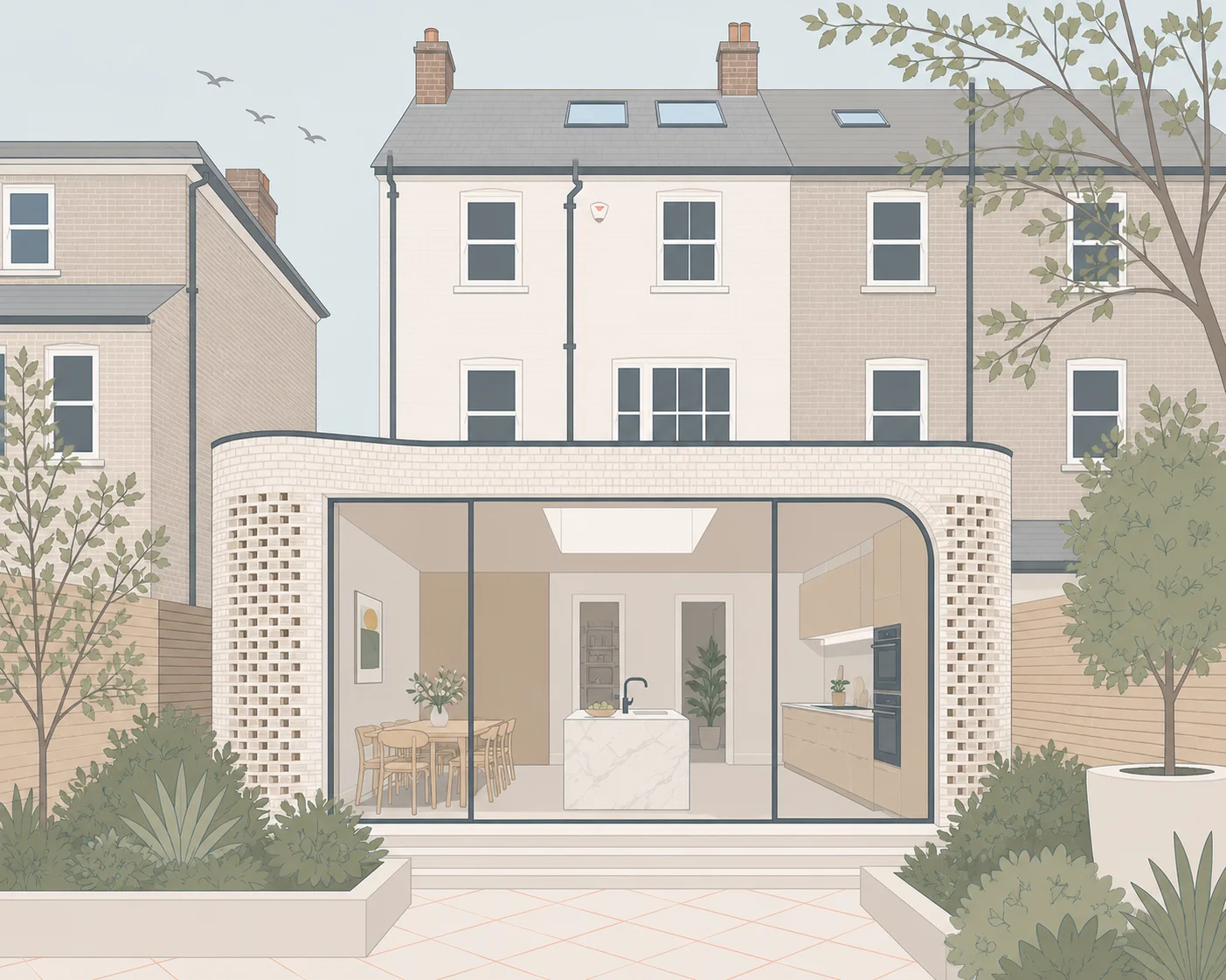 Kensington semi-detached house kitchen extension