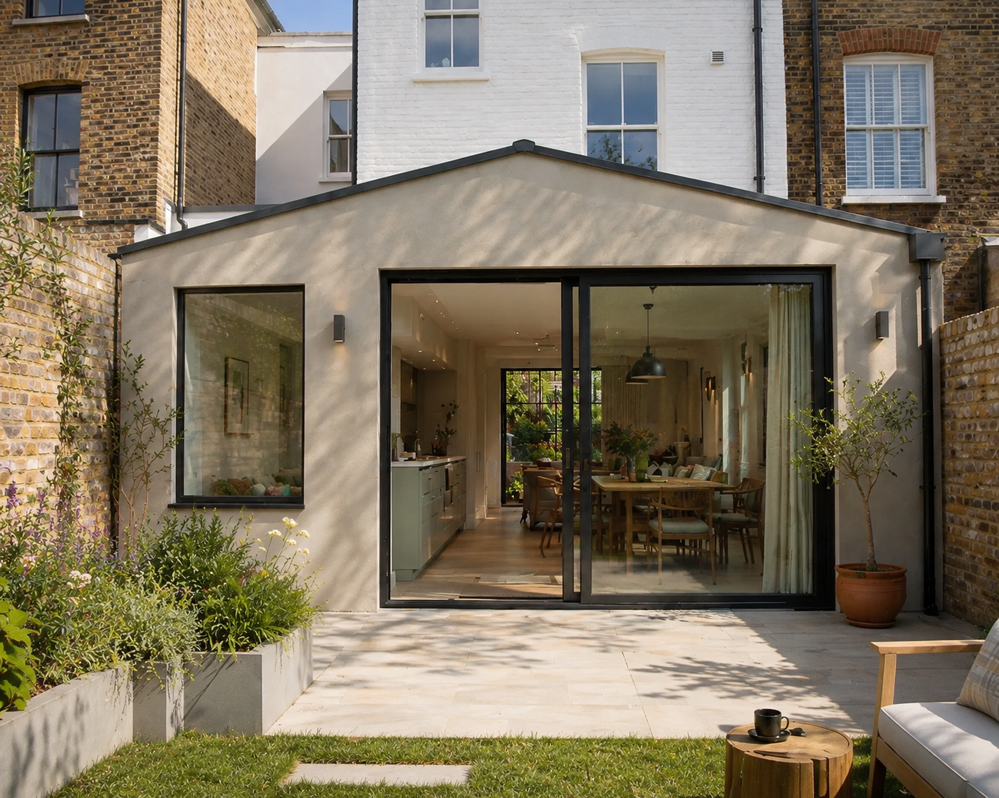 Garden view of completed extension, Tufnell Park N7