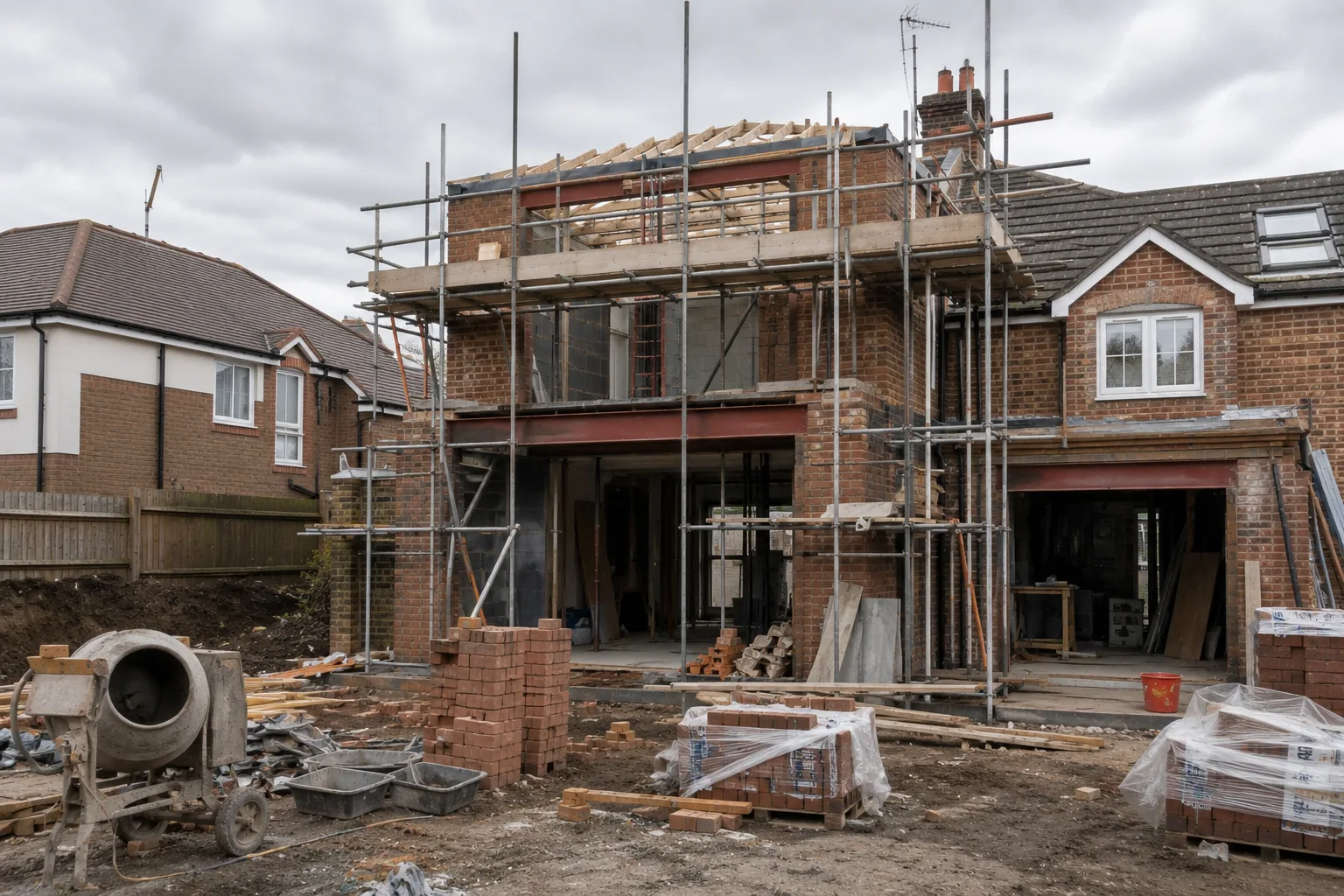 Double storey extension under construction in London