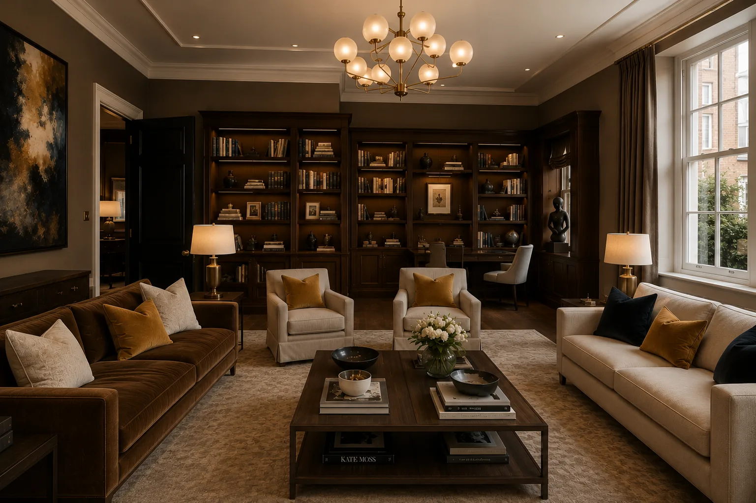 Interior of Grade II listed Chelsea townhouse after renovation