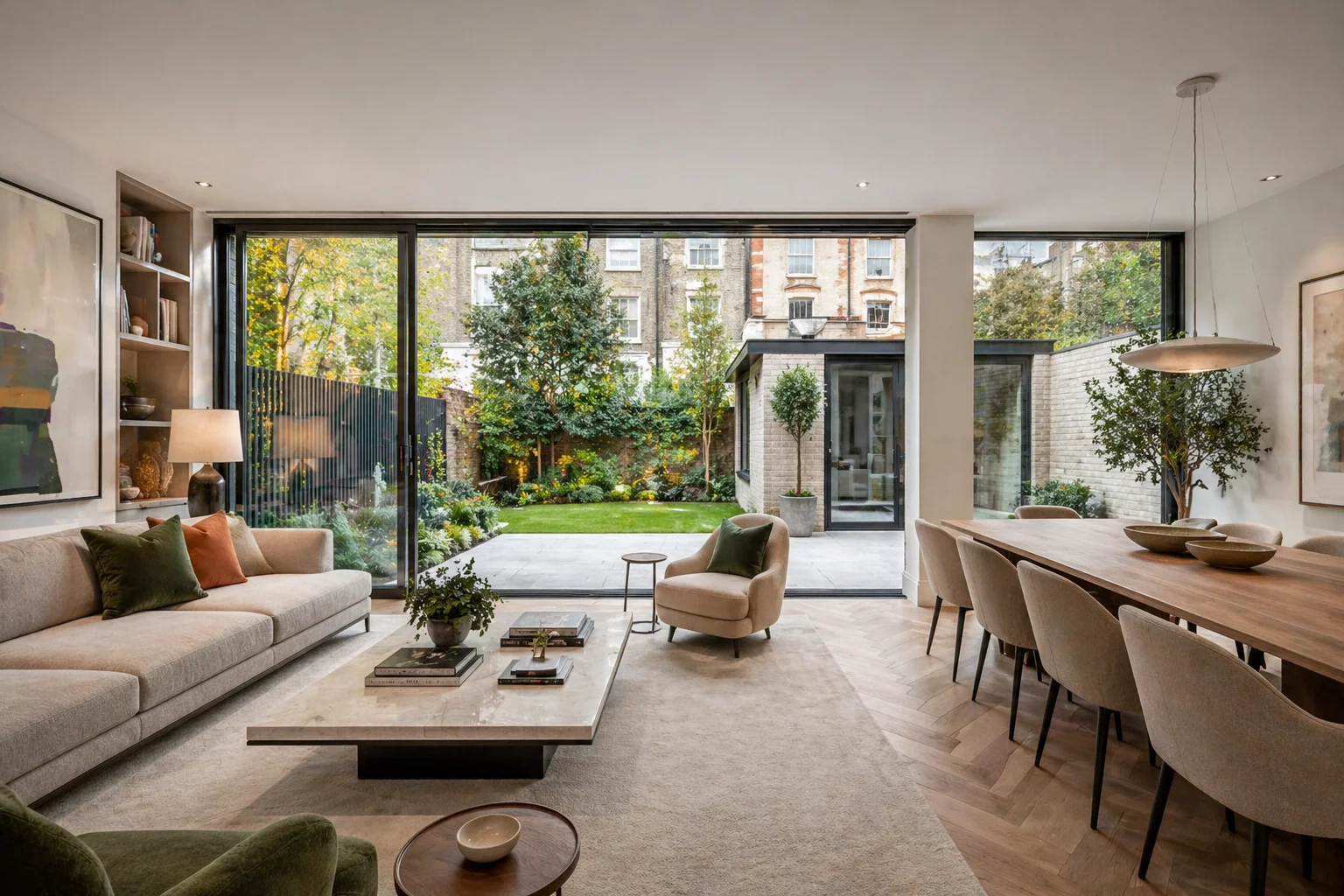 Rear extension living space, South West London terrace